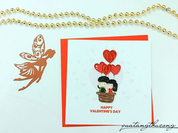 Thiệp tình yêu quilling chàng trai và cô gái mẫu 3